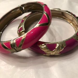 2 enameled bracelets wine and pink